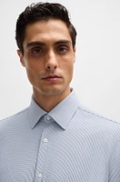 Regular-fit shirt structured performance-stretch fabric