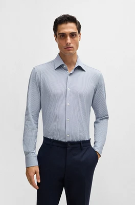 Regular-fit shirt structured performance-stretch fabric