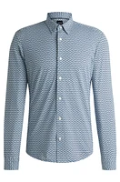 Slim-fit shirt printed performance-stretch fabric