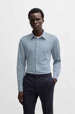 Slim-fit shirt printed performance-stretch fabric