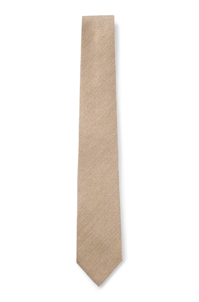 BOSS - Structured tie in an Italian wool-silk blend - Beige