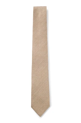 BOSS - Structured tie in an Italian wool-silk blend - Beige