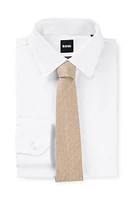 BOSS - Structured tie in an Italian wool-silk blend - Beige