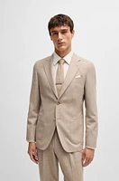 BOSS - Structured tie in an Italian wool-silk blend - Beige