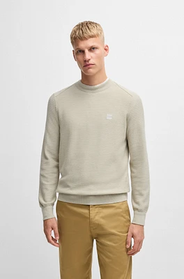 Structured sweater cotton and cashmere with logo patch