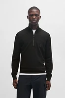 Logo-patch zip-neck sweater cotton and cashmere