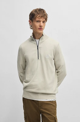 Logo-patch zip-neck sweater cotton and cashmere