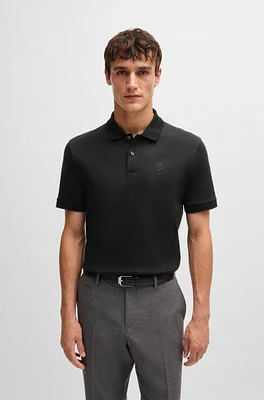 Mercerized-cotton polo shirt with Double B monogram