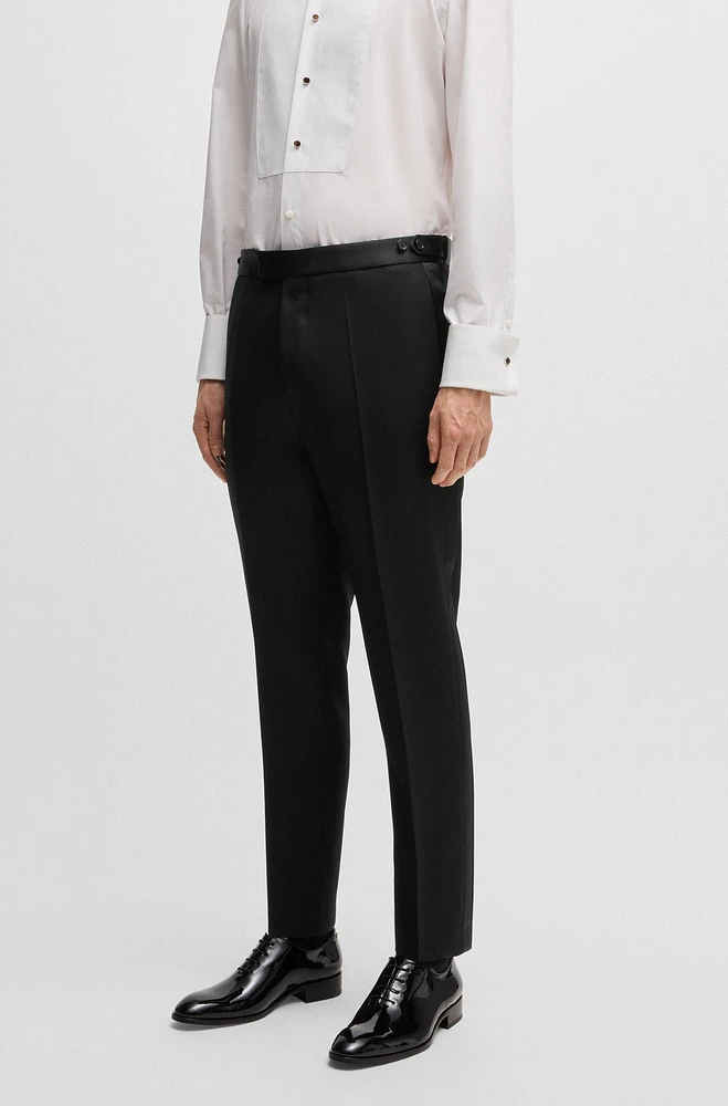 Relaxed-fit tuxedo trousers wool with silk trims