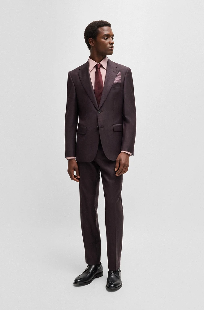 Regular-fit suit micro-patterned stretch wool