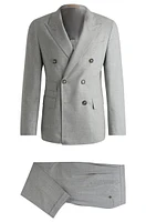 Slim-fit double-breasted suit checked wool