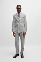 Slim-fit double-breasted suit checked wool