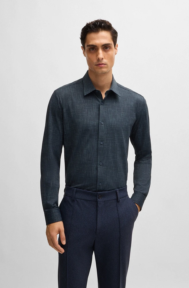 Slim-fit shirt printed performance-stretch fabric