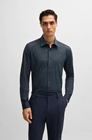 Slim-fit shirt printed performance-stretch fabric