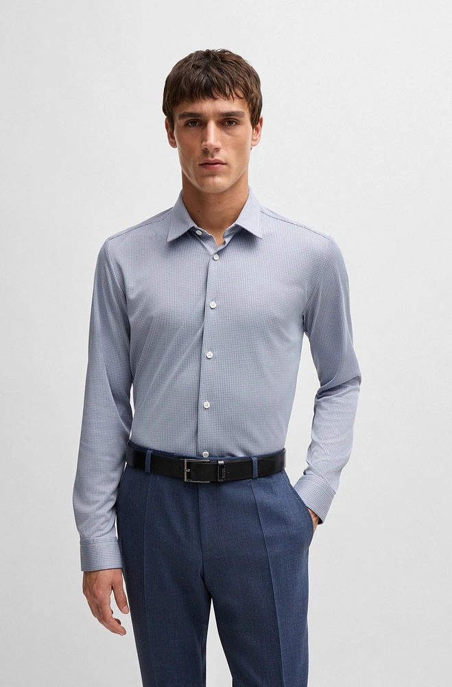 Slim-fit shirt patterned performance fabric