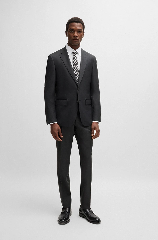 Slim-fit suit checked wool