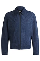 Regular-fit jacket soft suede with zip front