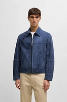 Regular-fit jacket soft suede with zip front