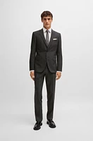 Slim-fit suit micro-patterned wool