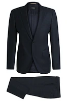 Slim-fit suit micro-patterned stretch wool