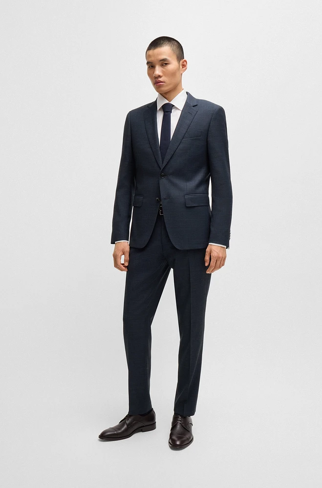 Slim-fit suit micro-patterned stretch wool