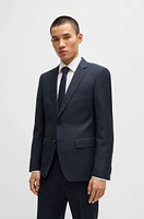 Slim-fit suit micro-patterned stretch wool