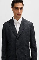 Herringbone slim-fit coat with detachable zip-up inner