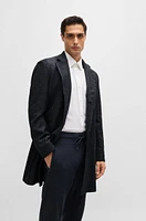 Herringbone slim-fit coat with detachable zip-up inner