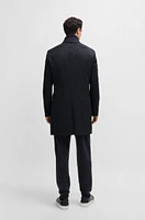 Herringbone slim-fit coat with detachable zip-up inner