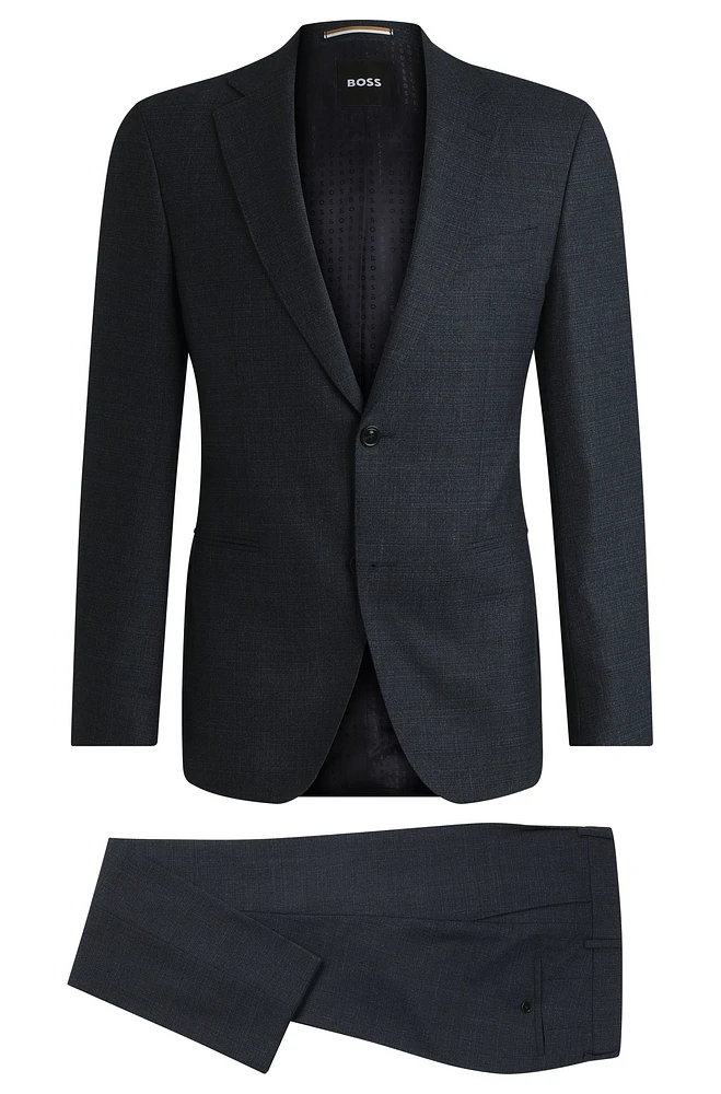 Slim-fit suit micro-patterned stretch wool