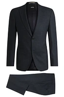 Slim-fit suit micro-patterned stretch wool