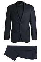 Slim-fit suit micro-patterned stretch wool