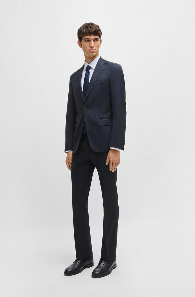 Slim-fit suit micro-patterned stretch wool