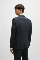 Slim-fit suit micro-patterned stretch wool