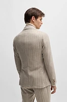 Slim-fit suit striped wool