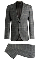 Slim-fit suit checked stretch wool