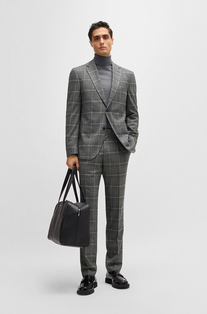 Slim-fit suit checked stretch wool