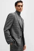 Slim-fit suit checked stretch wool