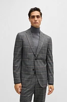 Slim-fit suit checked stretch wool