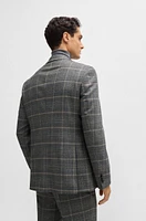 Slim-fit suit checked stretch wool