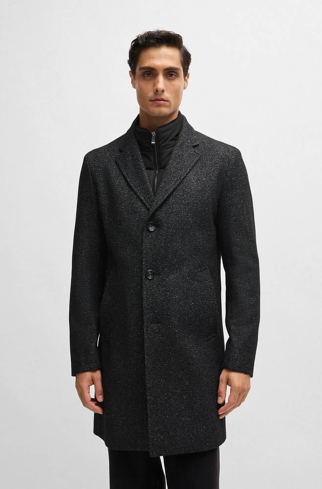 Slim-fit coat with detachable zip-up inner