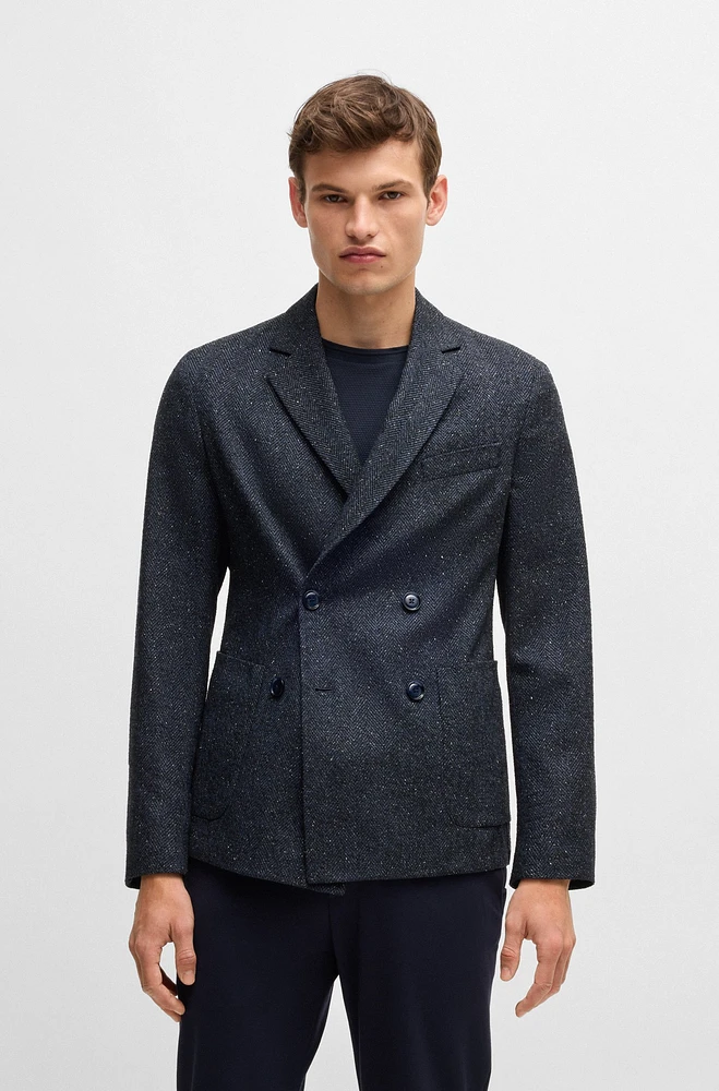 Slim-fit jacket a herringbone wool blend