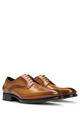 Burnished-leather Derby shoes with piped details