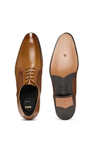 Burnished-leather Derby shoes with piped details