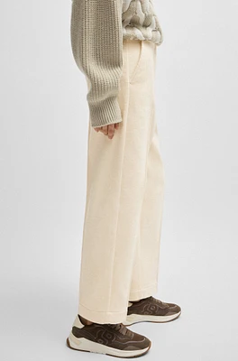 BOSS - Relaxed-fit high-waisted trousers velvet corduroy White