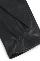 BOSS - Grained-leather gloves with embossed logo and full lining Black