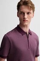 Zip-neck polo shirt cotton and silk