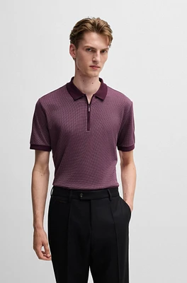 Zip-neck polo shirt cotton and silk