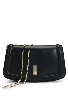 Matte-leather clutch bag with signature hardware