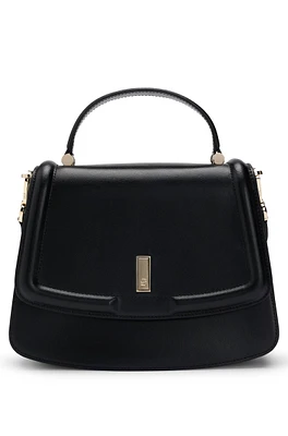 Top-handle handbag in leather with Double B monogram